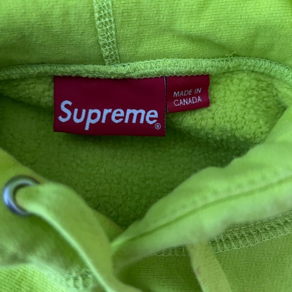 Supreme Hoodie Sweatshirt Acid Lime Green Yellow Sz Medium - Picture 3 of 7